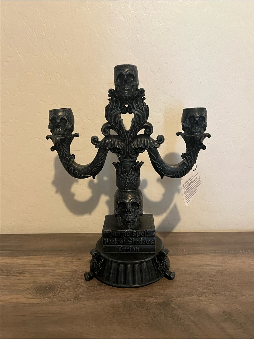 Martha Stewart Black Gothic Skull & Spell Books Gothic Halloween Candelabra